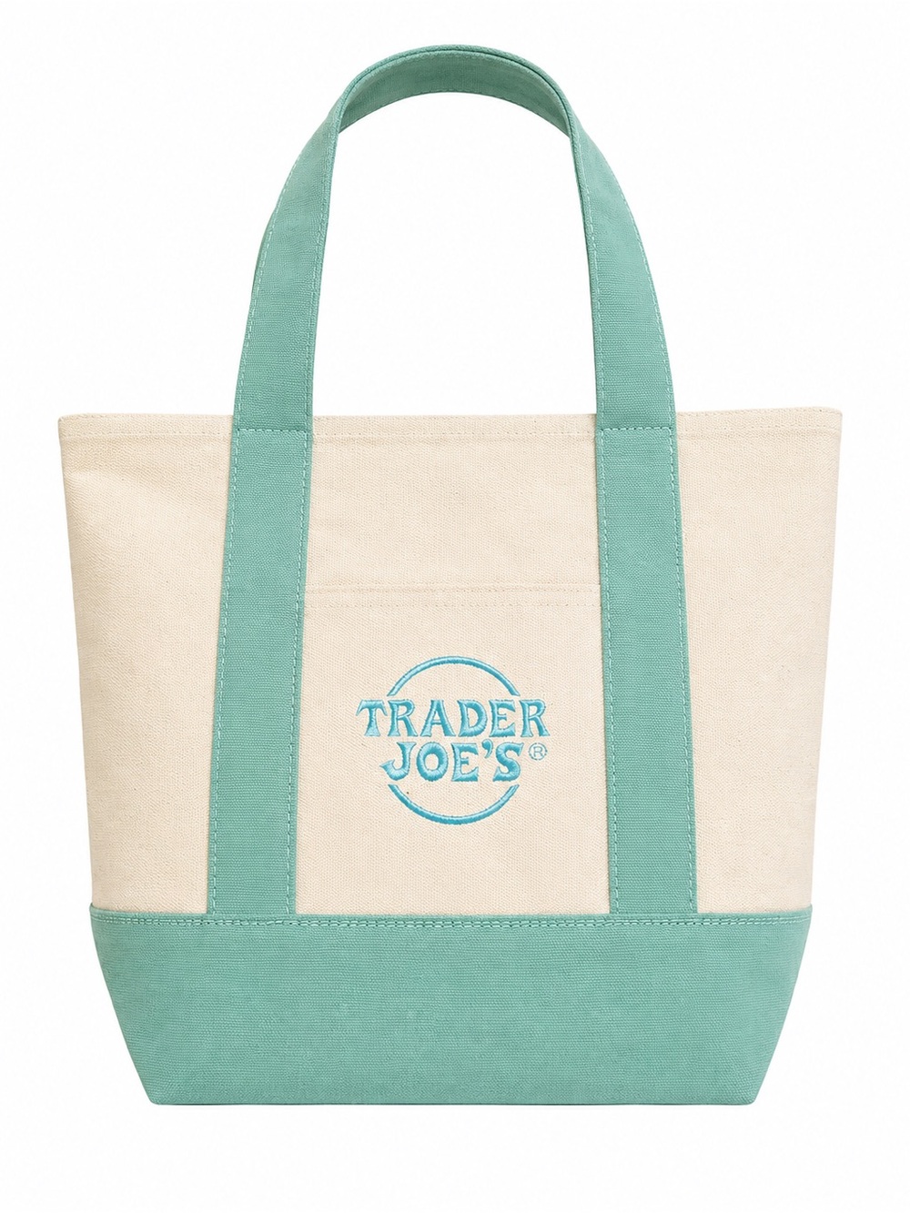 Trader Joe's Mini Canvas Tote in Pastel Teal